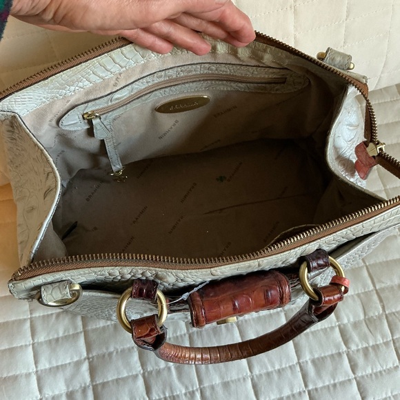 Brahmin Silver and Brown Crocodile Embossed Women's Bag - Picture 4 of 5